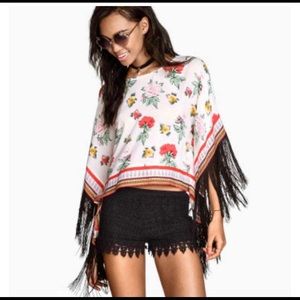 H&M Coachella Collection Fringe Floral Top